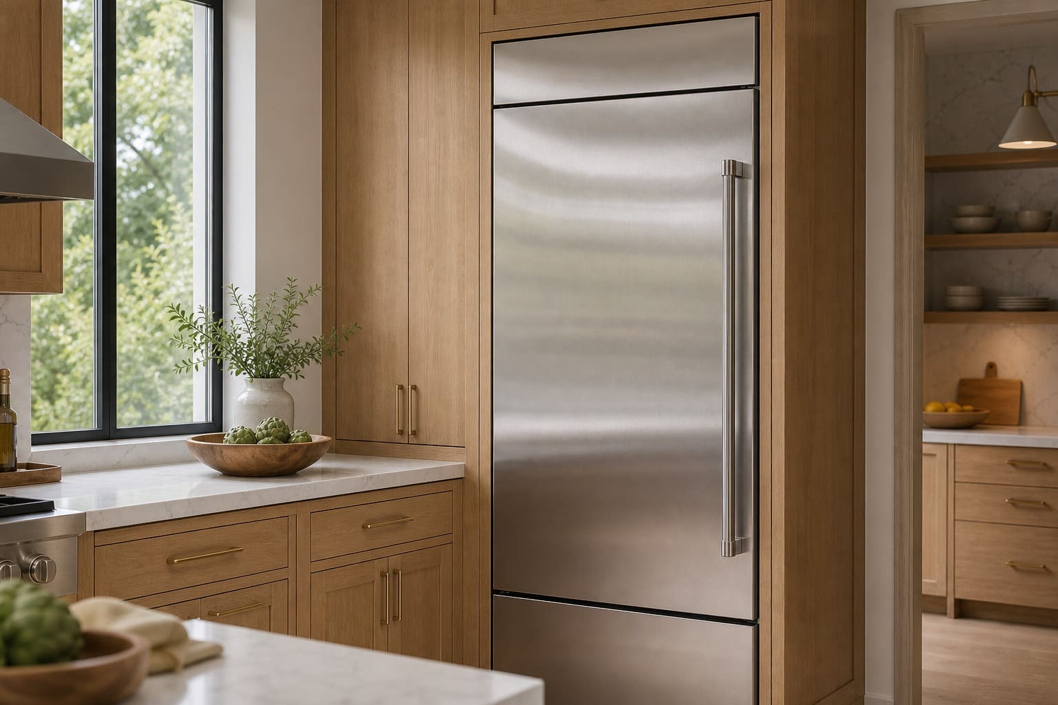 Viking built-in refrigerator column serviced in a Belmont kitchen