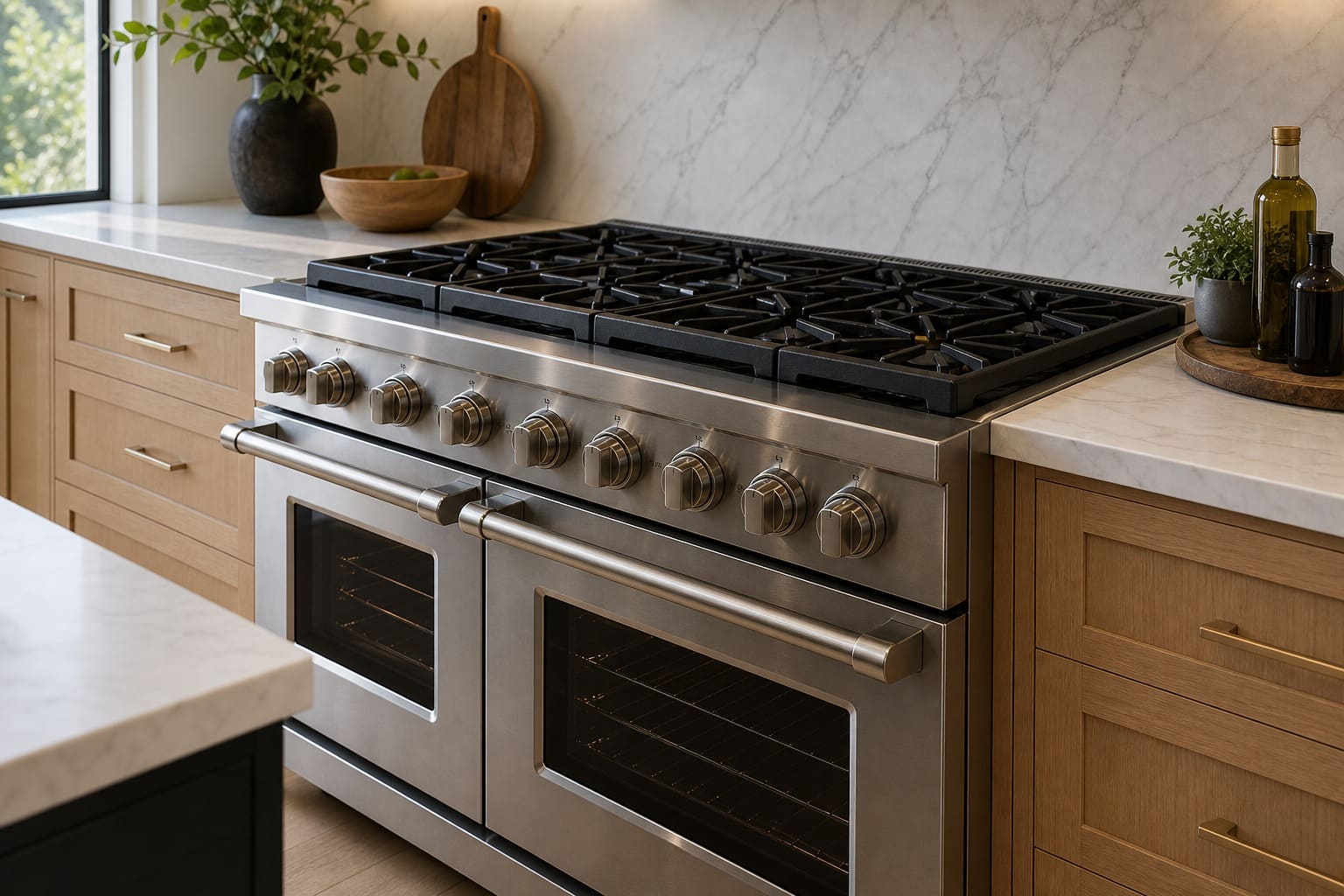 Viking professional gas range serviced in a Belmont, CA kitchen